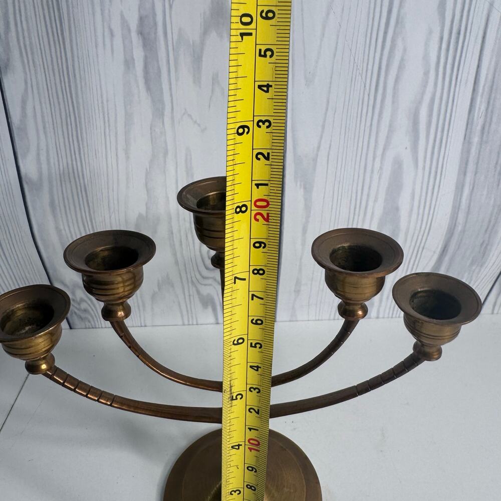 Vintage Brass Candelabra MCM 5 Candle Candlestick Holder - Picture 6 of 7